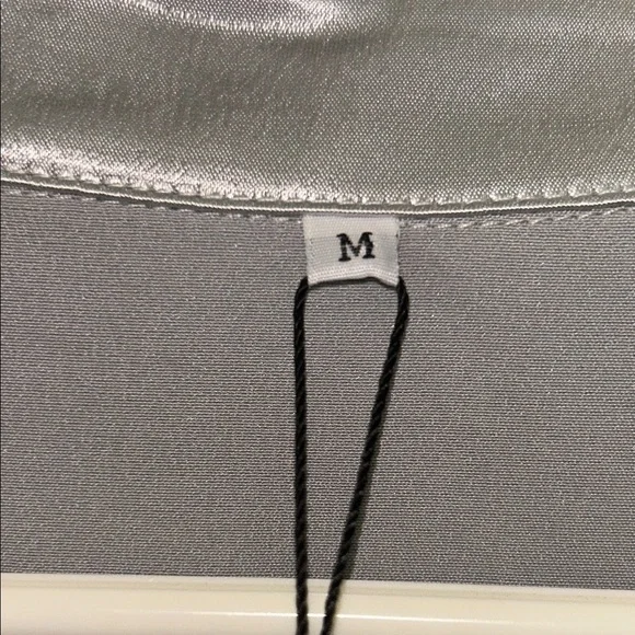 Silver Satin Women's Blouse with Draped Neckline NWT - Picture 4 of 9